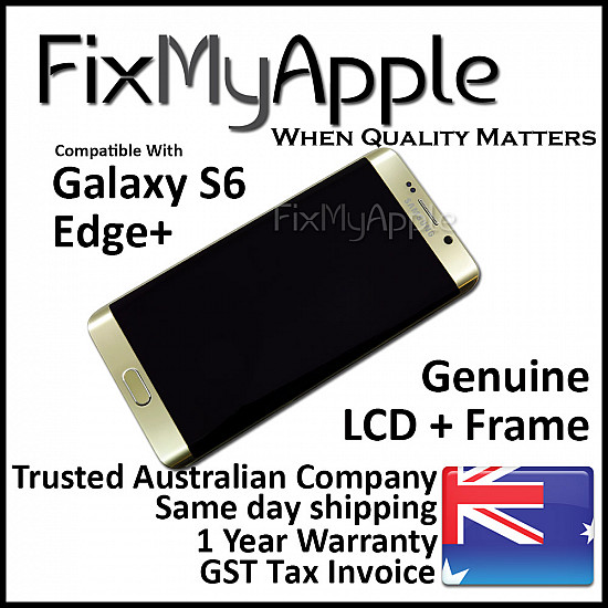 Samsung Galaxy S6 Edge+ LCD Touch Screen Digitizer Assembly with Frame - Gold Platinum OEM
